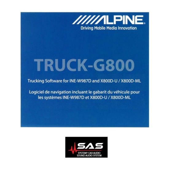 ALPINE TRUCK-G800 Oprogramowanie do ciężarówek dla INE-W987D / X800D-U / X800D-ML / X800D-V / X800D-V447 / X800D-S906